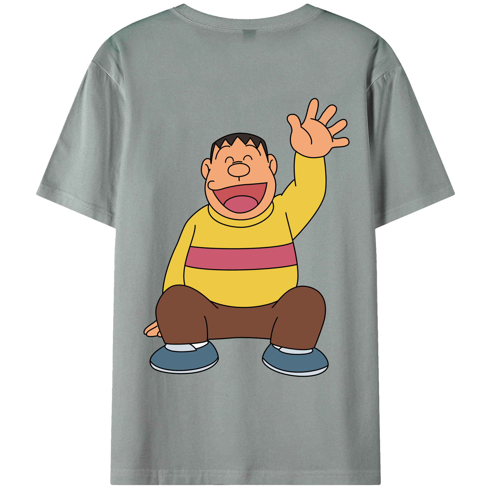 （画像用） ドラえもん 剛田武 Doraemon Gouta Takeshi 綿100％ メンズ半袖Tシャツ（バックプリント） 通気性